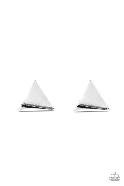 Paparazzi Accessories Die TRI-ing - Silver Earrings 