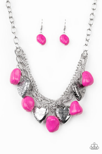 Paparazzi Accessories Change Of Heart - Pink Necklace & Earrings 