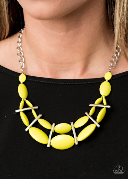 Paparazzi Accessories Law of the Jungle - Yellow Necklace & Earrings 