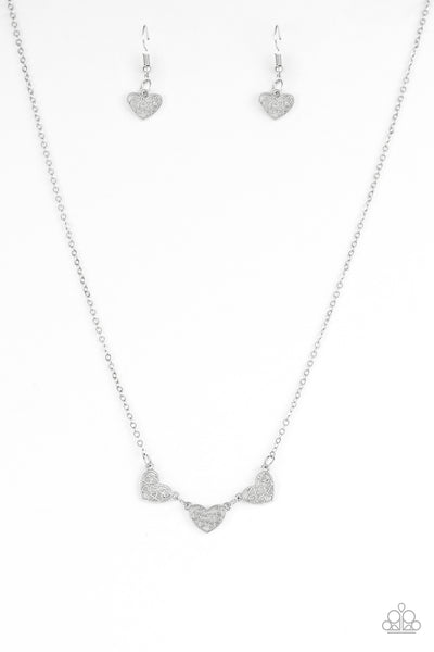 Paparazzi Accessories Another Love Story - Silver Necklace & Earrings 