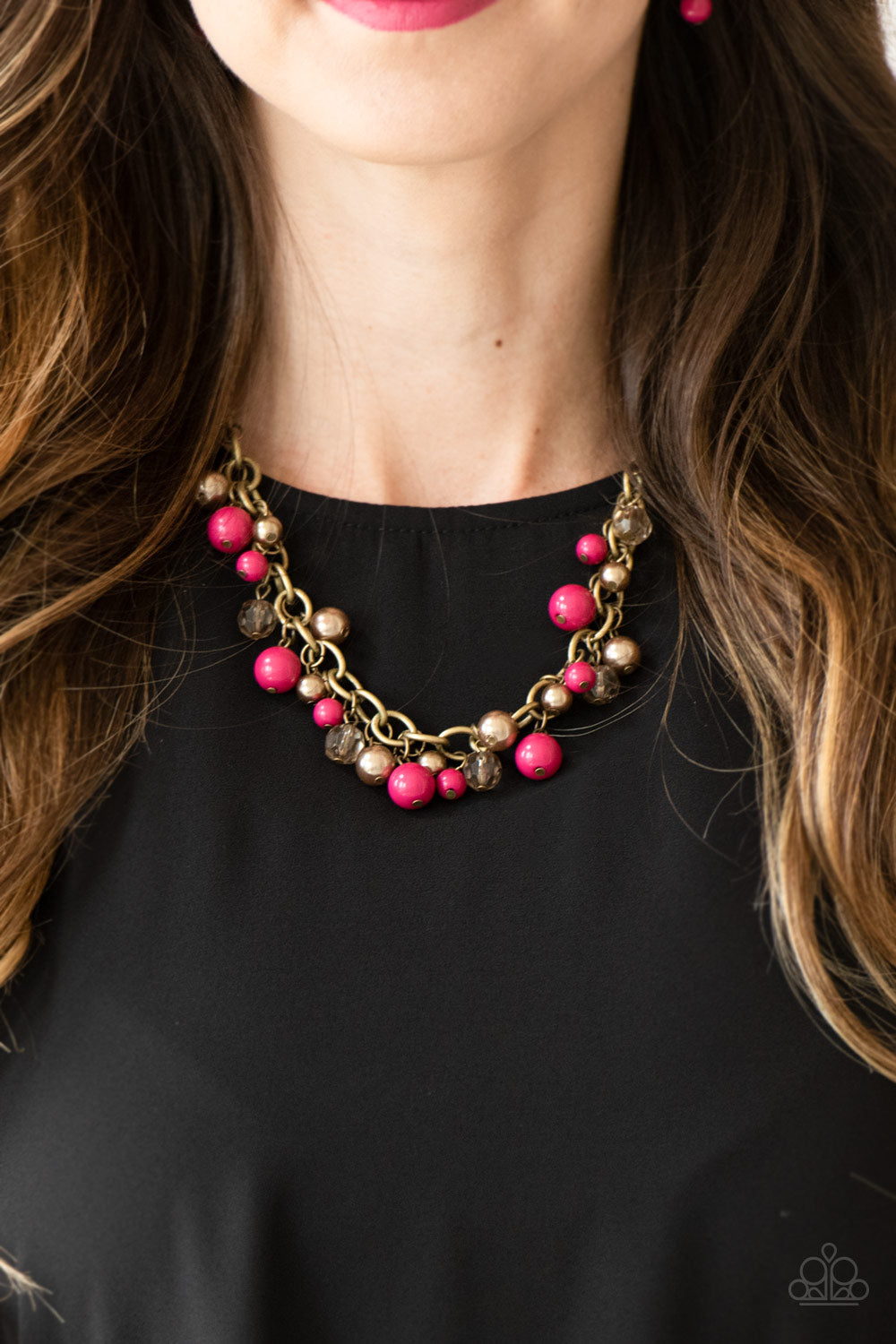Paparazzi Accessories The GRIT Crowd - Pink Necklace & Earrings 
