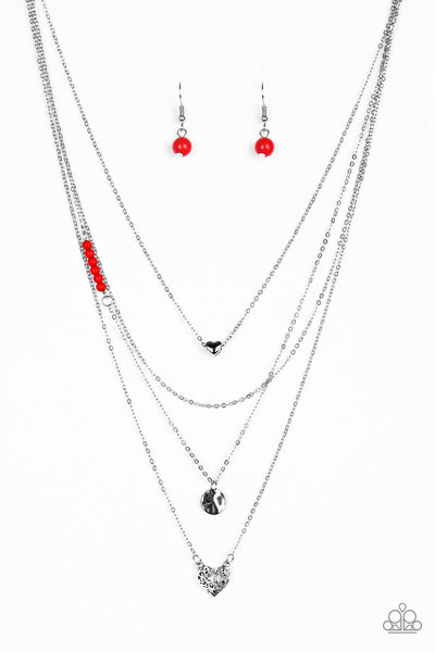 Paparazzi Accessories Gypsy Heart - Red Necklace & Earrings 