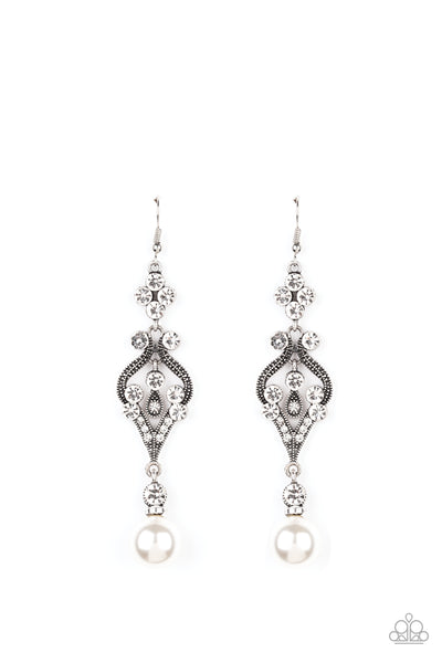 Paparazzi Accessories Elegantly Extravagant - White Earrings 