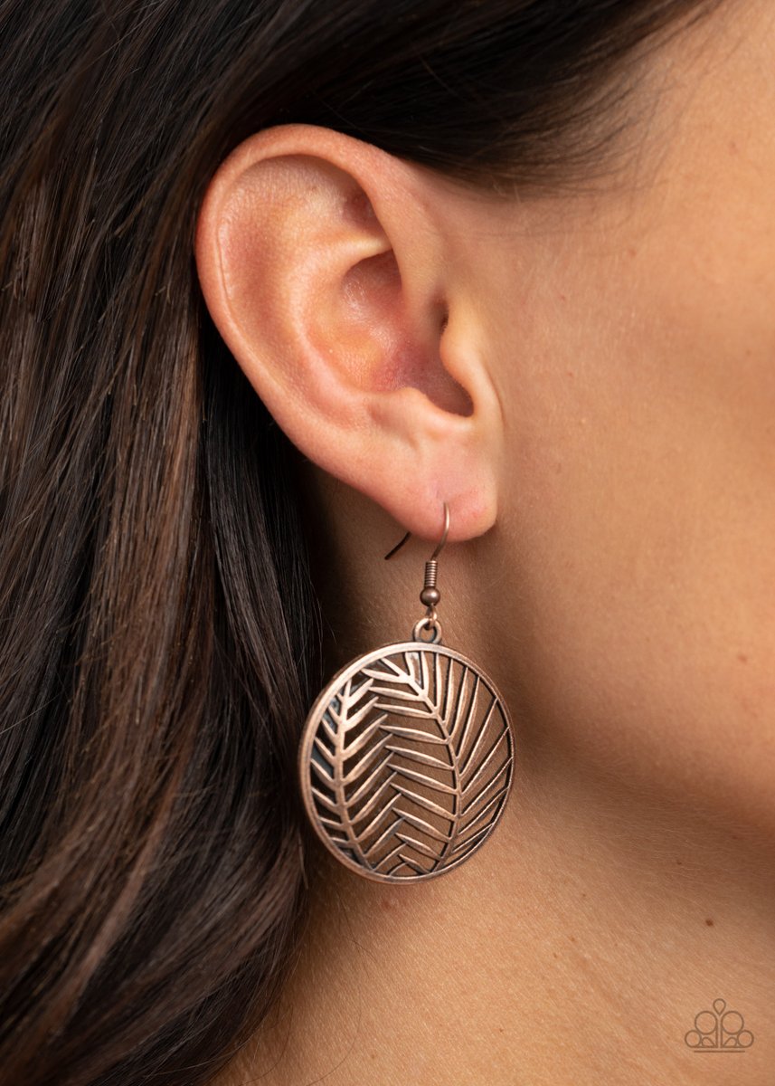 Paparazzi Accessories Palm Perfection - Copper Earrings 