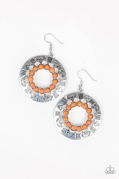 Paparazzi Accessories Organically Omega - Orange Earrings