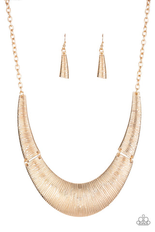 Paparazzi Accessories Feast or Famine - Gold Necklace & Earrings 