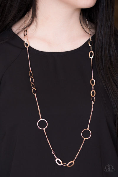 Paparazzi Accessories Standard Style - Rose Gold Necklace & Earrings 