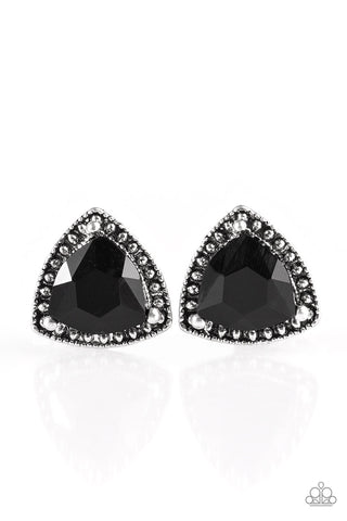 Paparazzi Accessories Daringly Duchess - Black Post Earrings 