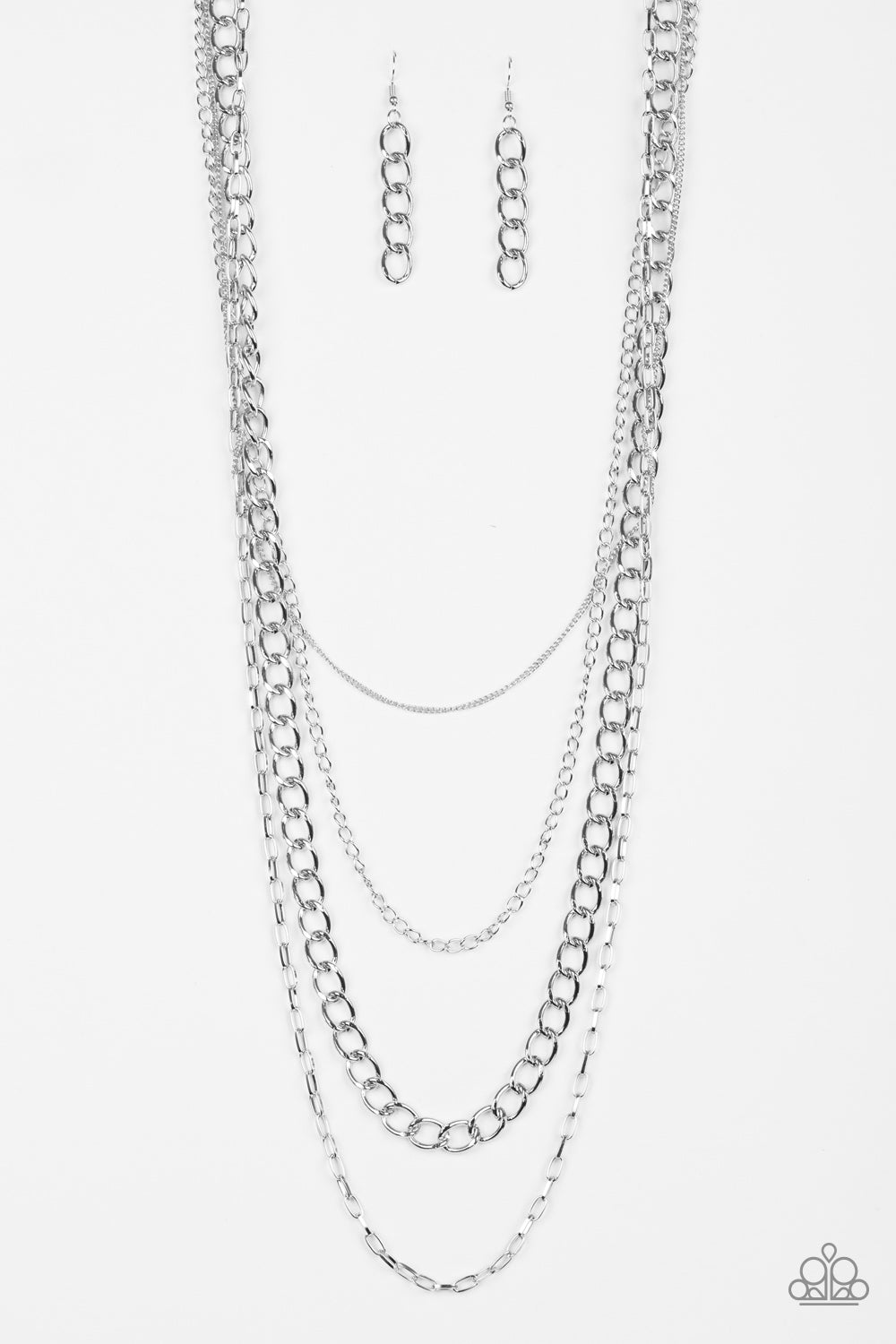 Paparazzi Accessories Metro Metal - Silver Necklace & Earrings 