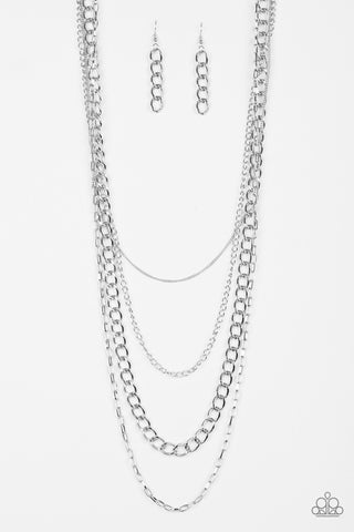 Paparazzi Accessories Metro Metal - Silver Necklace & Earrings 