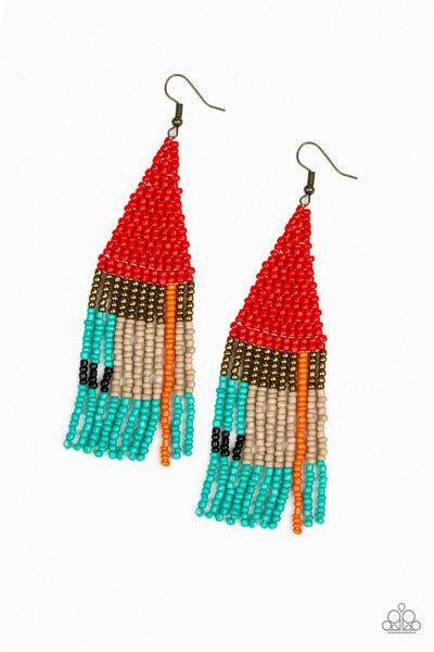 Paparazzi Accessories Beaded Boho - Red Earrings 