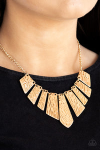 Paparazzi Accessories Texture Tigress - Gold Necklace & Earrings 