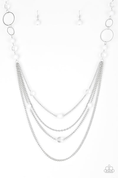 Paparazzi Accessories Bubbly Bright - White Necklace & Earrings 