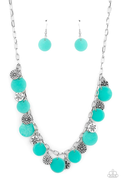 Paparazzi Accessories Flower Powered - Blue Necklace & Earrings 