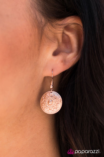 Paparazzi Accessories Traveling Light Rose Gold Earrings 