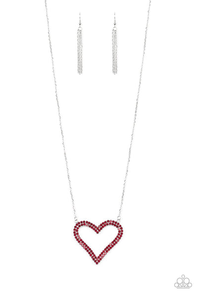 Paparazzi Accessories - Pull Some HEART-strings - Red Necklace & Earrings 