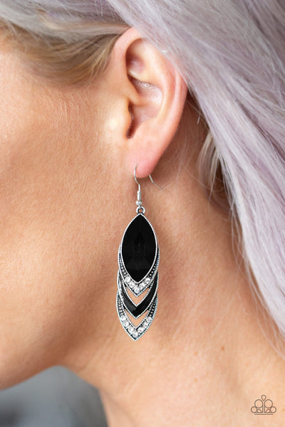 Paparazzi Accessories High-End Highness - Black Earrings 