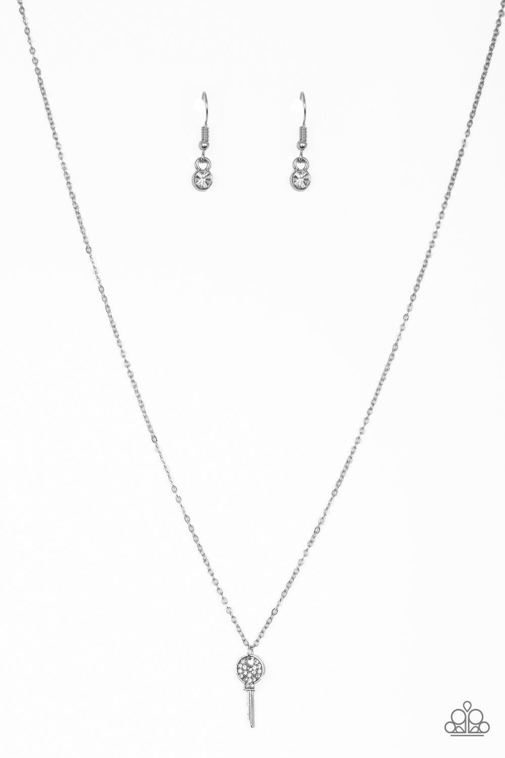 Paparazzi Accessories Key Figure - White Necklace & Earrings 