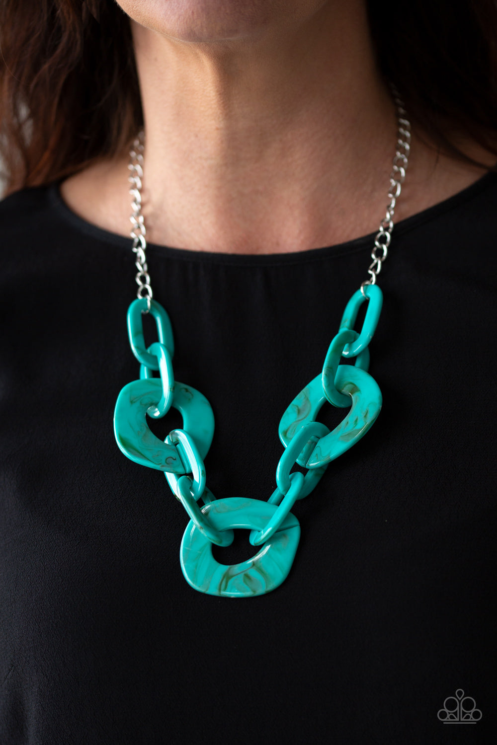 Paparazzi Accessories Courageously Chromatic - Blue Necklace & Earrings 