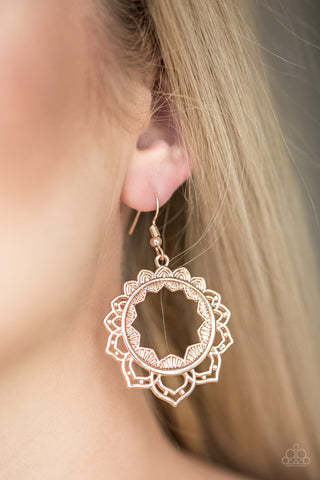 Paparazzi Accessories Modest Mandalas - Rose Gold Earrings 