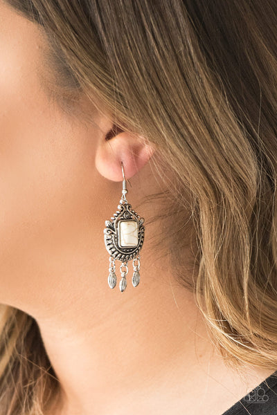 Paparazzi Accessories Open Pastures - White Earrings 