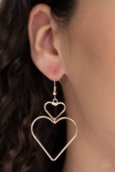 Paparazzi Accessories Heartbeat Harmony - Rose Gold Earrings 