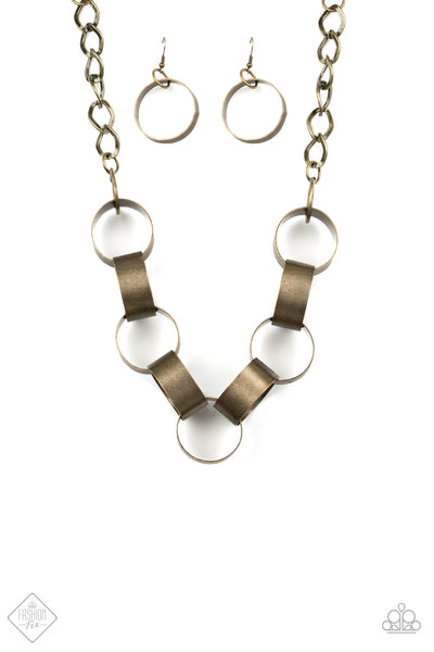 Paparazzi Accessories Big Hit Brass Necklace & Earrings 