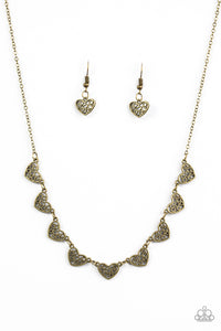 Paparazzi Accessories Love and Devotion - Brass Necklace & Earrings 