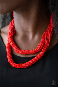 Paparazzi Accessories Right As RAINFOREST - Red Necklace & Earrings 