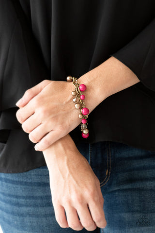 Paparazzi Accessories Grit and Glamour - Pink Bracelet 