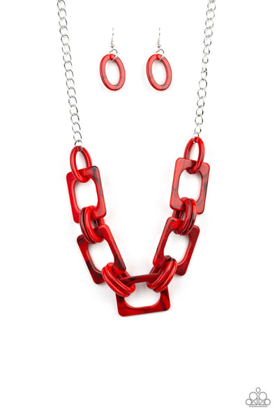 Paparazzi Accessories Sizzle Sizzle - Red Necklace & Earrings 