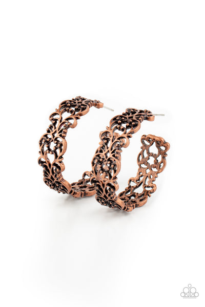 Paparazzi Accessories Laurel Wreaths - Copper Earrings 
