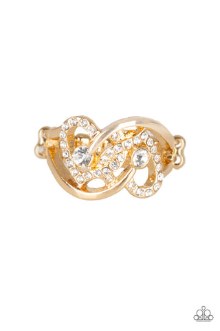 Paparazzi Accessories Have The World On A HEART-String - Gold Rings 