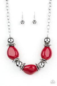 Paparazzi Accessories Vivid Vibes - Red Necklace & Earrings 