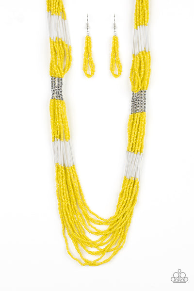 Paparazzi Accessories Let It BEAD - Yellow Necklace & Earrings 