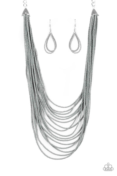 Paparazzi Accessories Peacefully Pacific - Silver Necklace & Earrings 