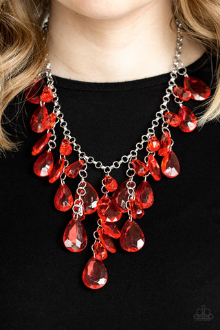 Paparazzi Accessories Irresistible Iridescence - Red Necklace & Earrings 