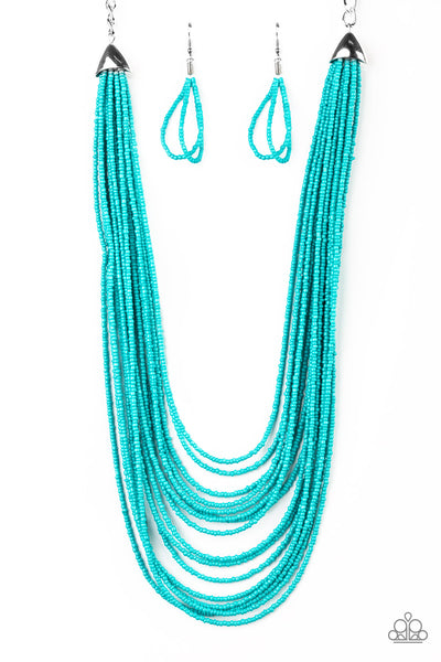 Paparazzi Accessories Peacefully Pacific - Blue Necklace & Earrings 