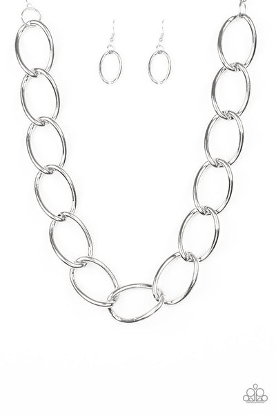 Paparazzi Accessories The Challenger - Silver Necklace & Earrings 