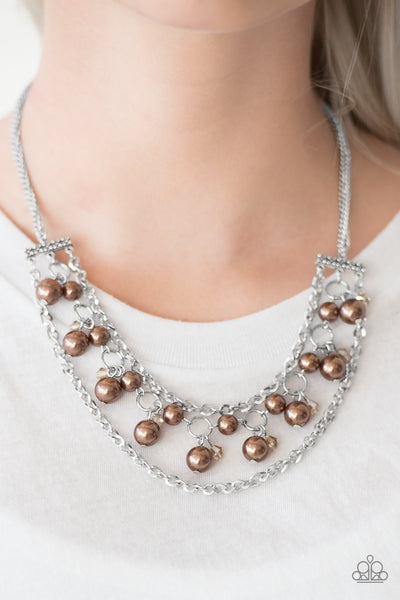 Paparazzi Accessories Rockefeller Romance - Brown Necklace & Earrings 