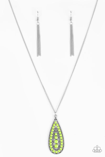 Paparazzi Accessories - Tiki Tease - Green Necklace & Earrings 