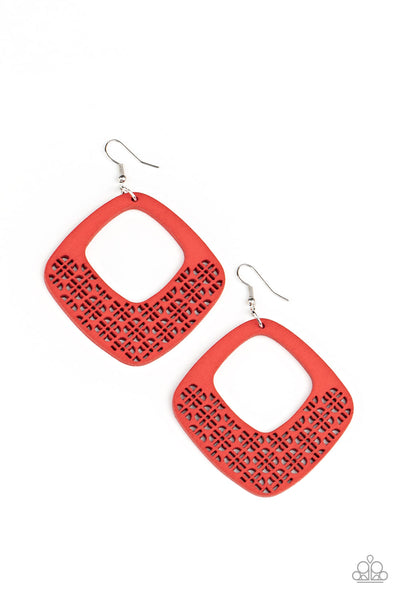 Paparazzi Accessories WOOD You Rather - Red Earrings 