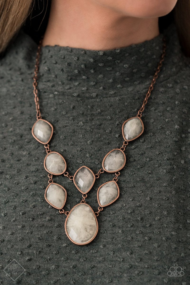Paparazzi Accessories Opulently Oracle - Copper Necklace & Earrings 