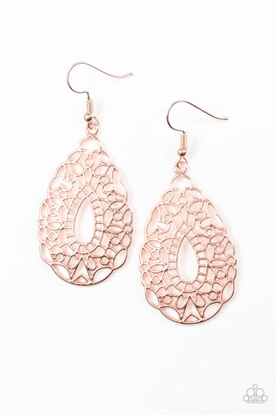 Paparazzi Accessories Wisteria Histeria - Rose Gold Earrings 