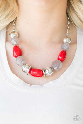 Paparazzi Accessories South Shore Sensation - Red Necklace & Earrings 