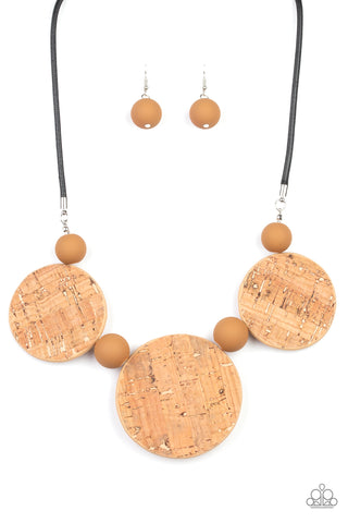 Paparazzi Accessories Pop The Cork - Brown Necklace & Earrings