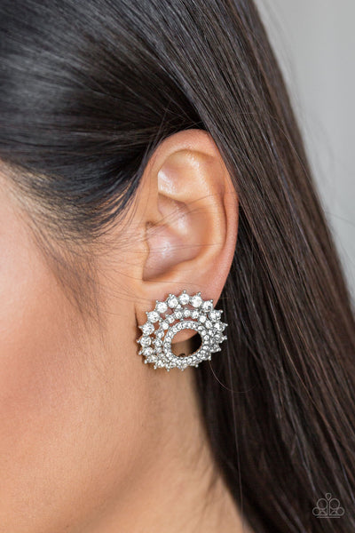 Paparazzi Accessories Buckingham Beauty - White Earrings 