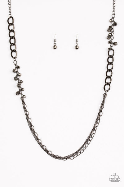 Paparazzi Accessories Mega Megacity - Black Necklace & Earrings 