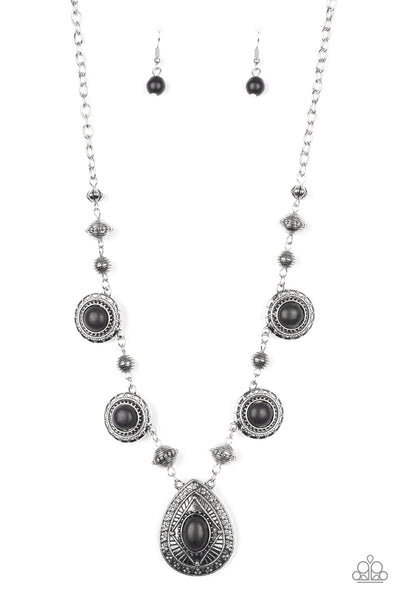 Paparazzi Accessories Mayan Magic - Black Necklace & Earrings 