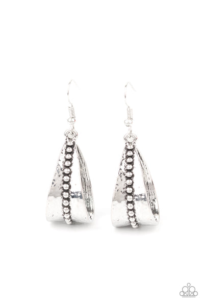 Paparazzi Accessories STIRRUP Some Trouble - Silver Earrings 